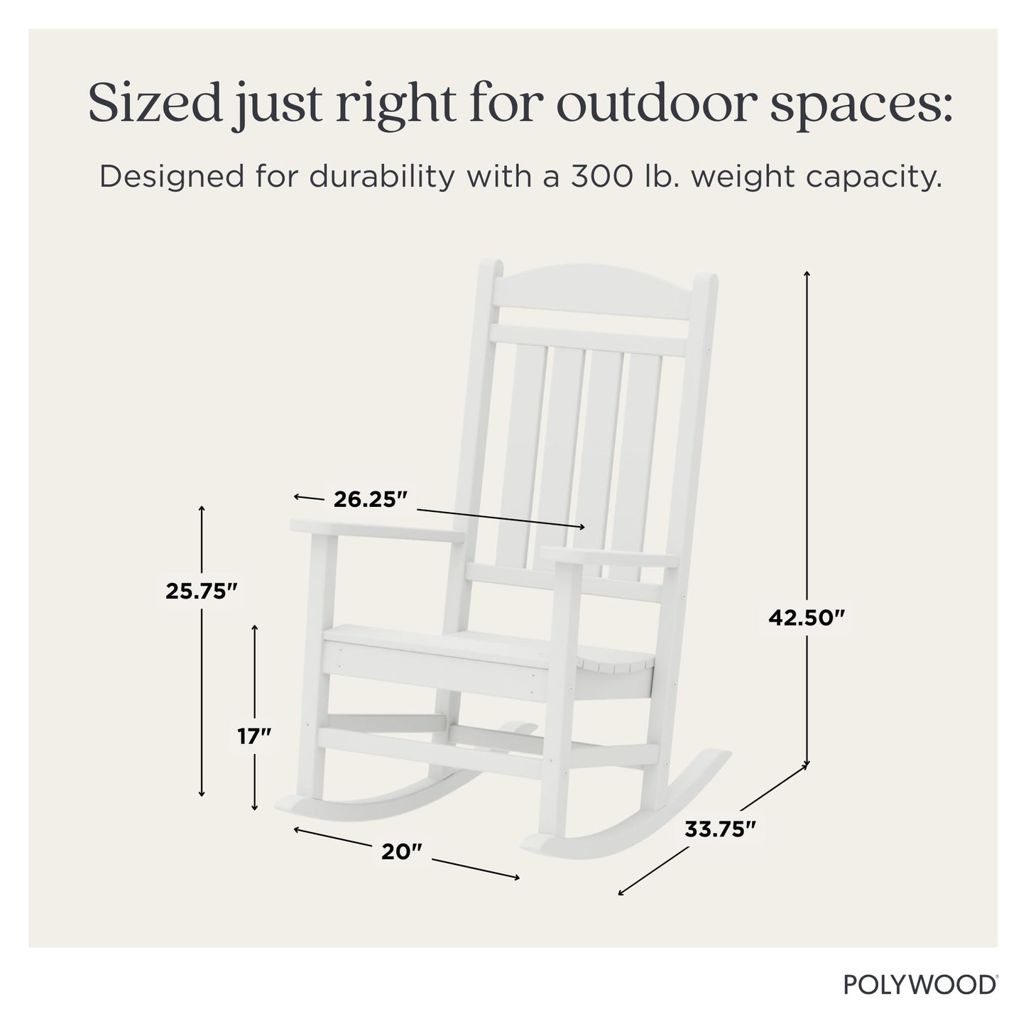 Polywood R100WH Presidential Rocking Chair, White