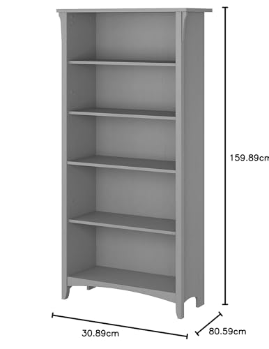 Bush Furniture Salinas Bücherregal, hoch, 5 Regalböden, Grau