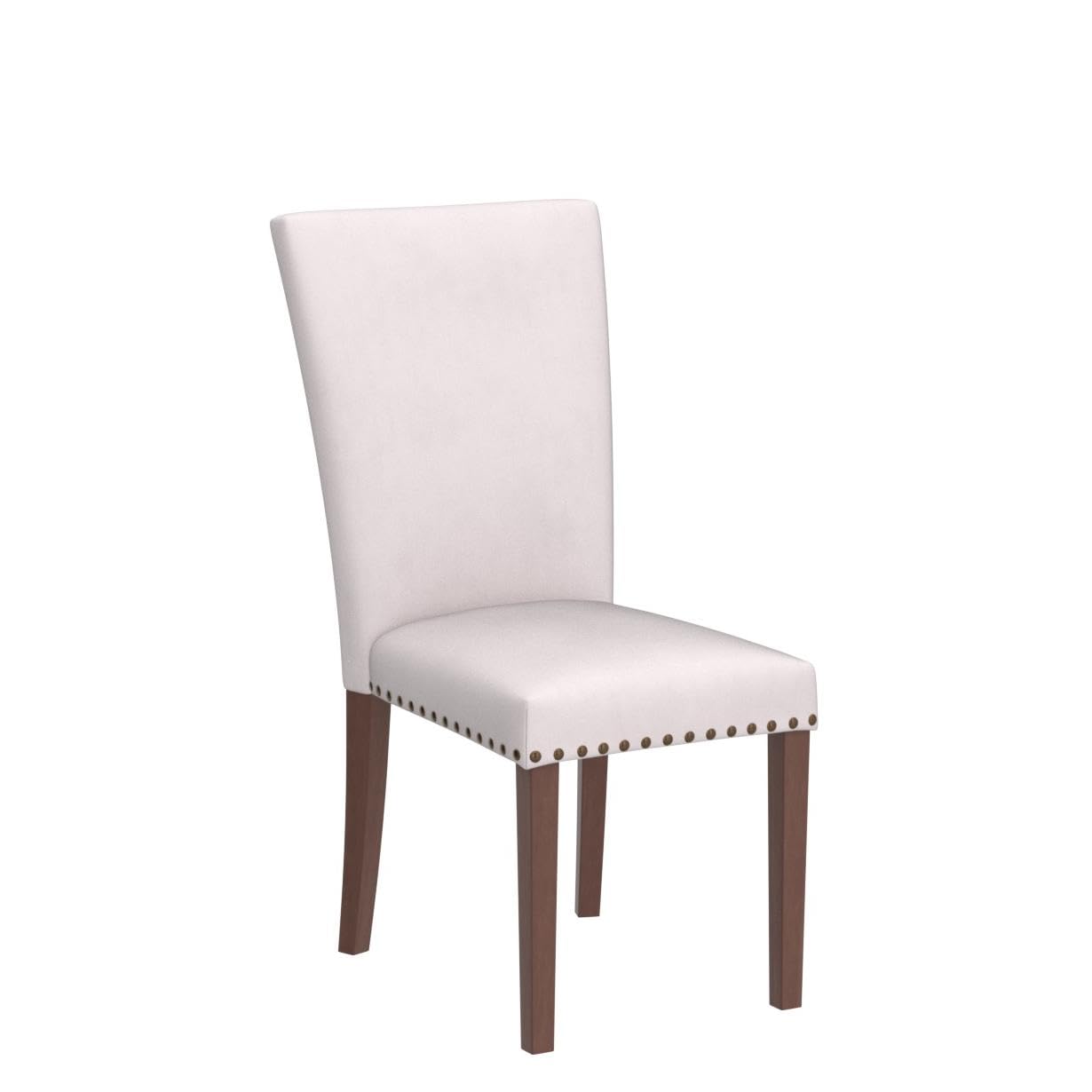 COLAMY Upholstered Parsons Dining Chairs Set of 4, Fabric Dining Room Kitchen Side Chair with Nailhead Trim and Wood Legs - Beige