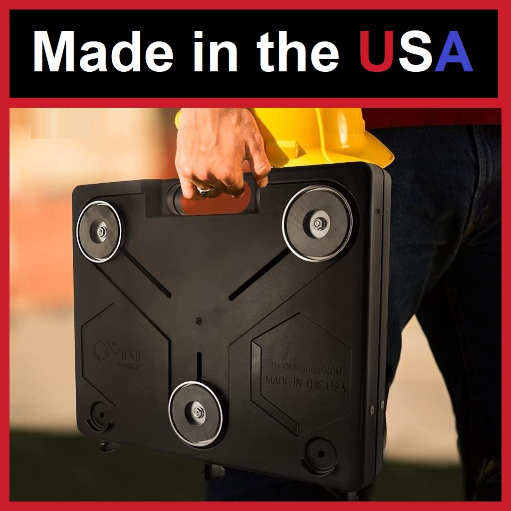 The OmniShelf Magnetischer tragbarer Arbeitsplatz + Werkzeugkasten, Computer- und Laptopständer, Utility-Regal mit 18 kg Kapazität, lässt sich an HVAC, LKWs und mehr befestigen (5 Stück)