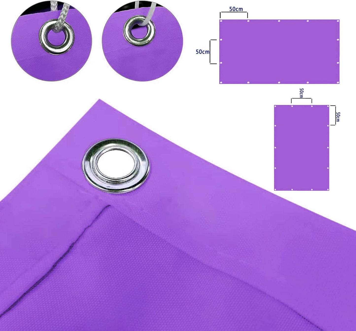 Sonnensegel Sonnenschutz 7x10M Wetterbeständig Mit Uv Schutz Sonnenschutz Sonnensegel quadratisch Zeltplane Mit Spannseilen Für Garten Terrasse Balkon, Lila, 22073