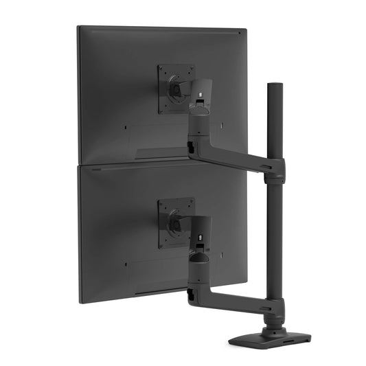 Ergotron Dual Monitor Arm - Monitor Tischhalterung mit patentierter CF-Technologie für 2 Bildschirme bis 40 Zoll, 33cm Höhenverstellung, VESA Standard und 10 Jahre Garantie schwarz 45-509-224