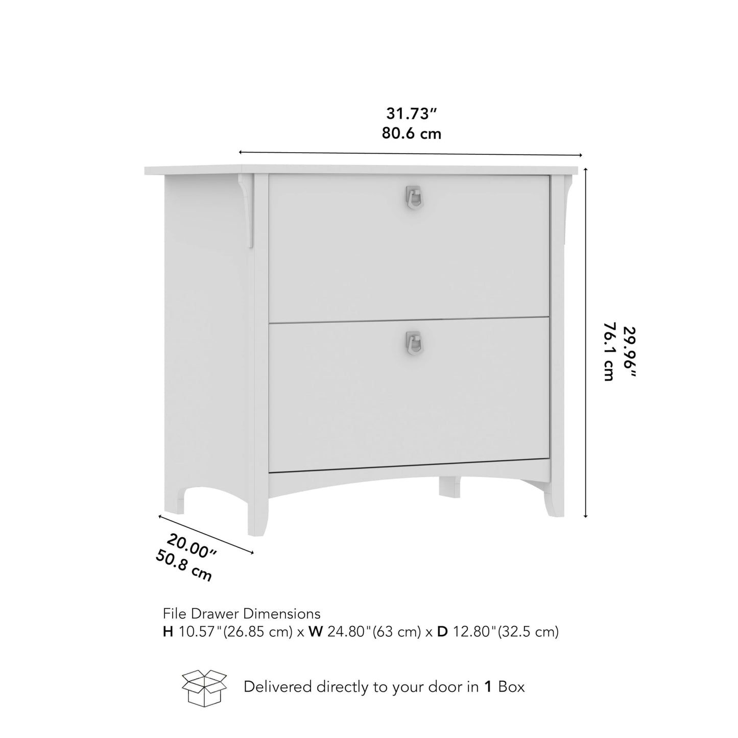 Bush Furniture Salinas Aktenschrank mit 2 Schubladen, seitlicher Aktenschrank in Vintage-Schwarz, Aufbewahrungslösung, Organizer mit Schubladen für den Arbeitsplatz, Akteneinheit