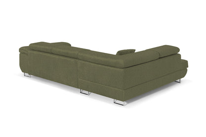 Ecksofa mit Schlaffunktion PASTI L-Form, Sofa Couch mit Bettkasten, 3-Sitzer Eckcouch, Schlafsofa für Wohnzimmer, Big Sofa Couch mit Schlaffunktion (Bouclé Limegrün, Ottomane Links)