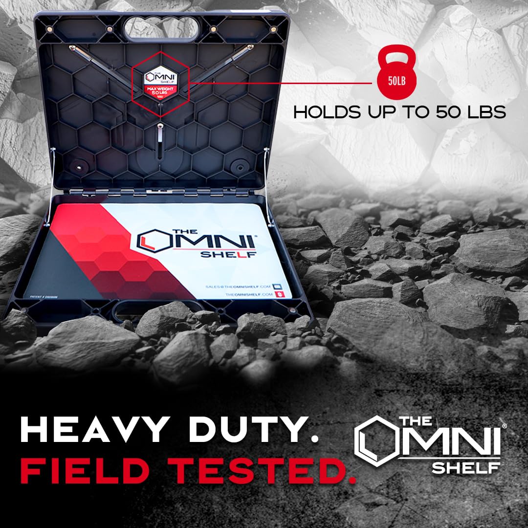 The OmniShelf Magnetischer tragbarer Arbeitsplatz + Werkzeugkasten, Computer- und Laptopständer, Utility-Regal mit 18 kg Kapazität, lässt sich an HVAC, LKWs und mehr befestigen (5 Stück)