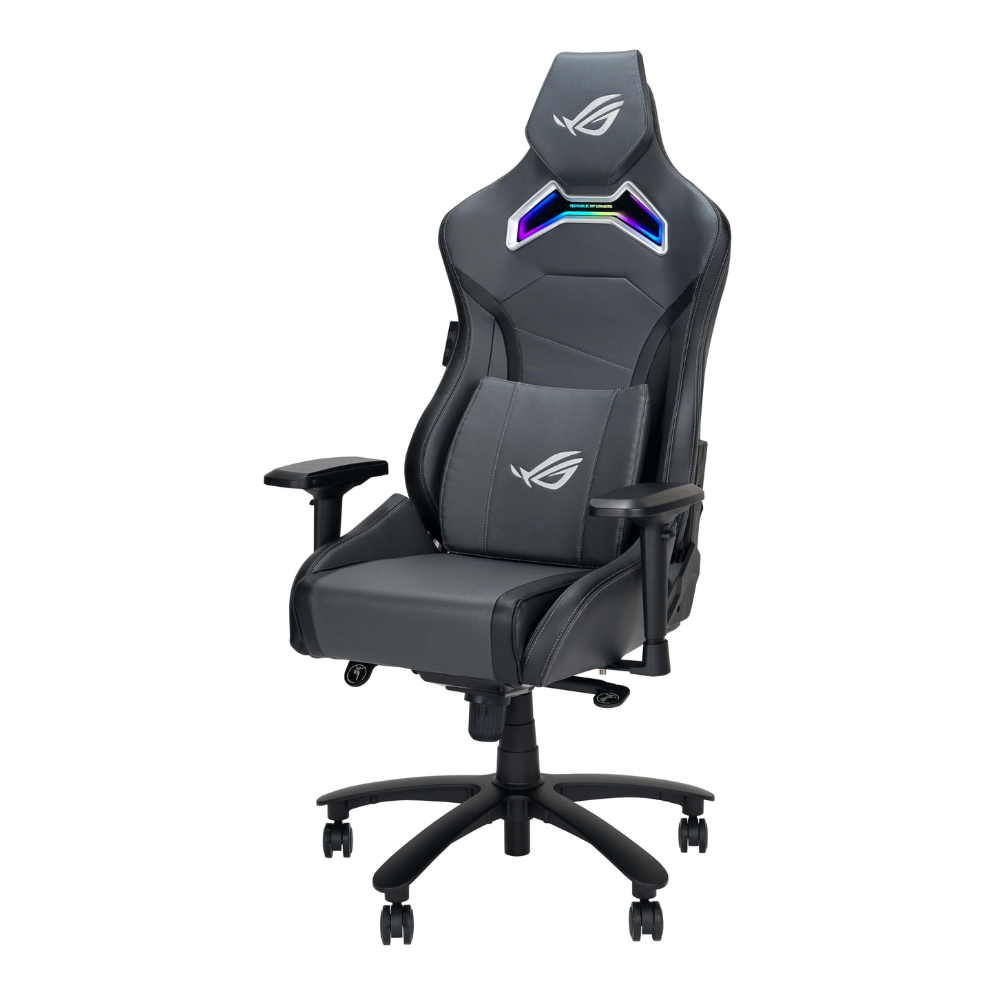 ASUS ROG Chariot X Gaming-Stuhl (Aura RGB Beleuchtung, 4D-Armlehnen, Memory-Foam, Premium-PU-Leder, One-Touch-Controller) grau