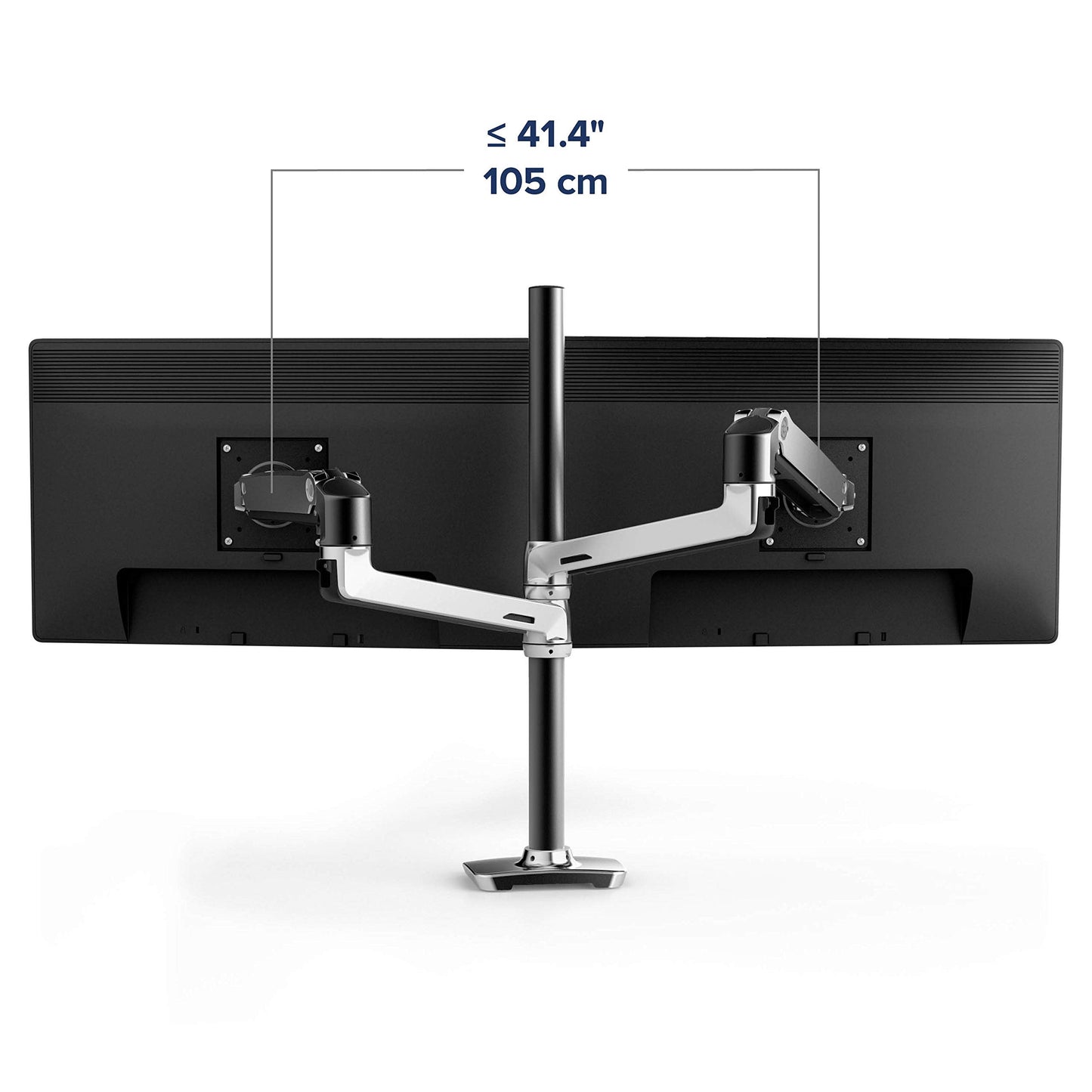 LX Dual Monitor Arm in Aluminium - Monitor Tischhalterung mit patentierter CF-Technologie für 2 Bildschirme bis 40 Zoll, 33cm Höhenverstellung, VESA Standard und 10 Jahre Garantie