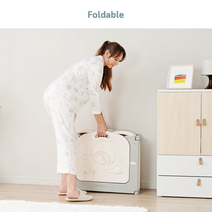 Fortella Cloud Castle Foldable Laufstall, Baby Sicherheit Spielplatz mit Whiteboard und Aktivität Wand, drinnen oder draußen (Grau, 14 Panel)