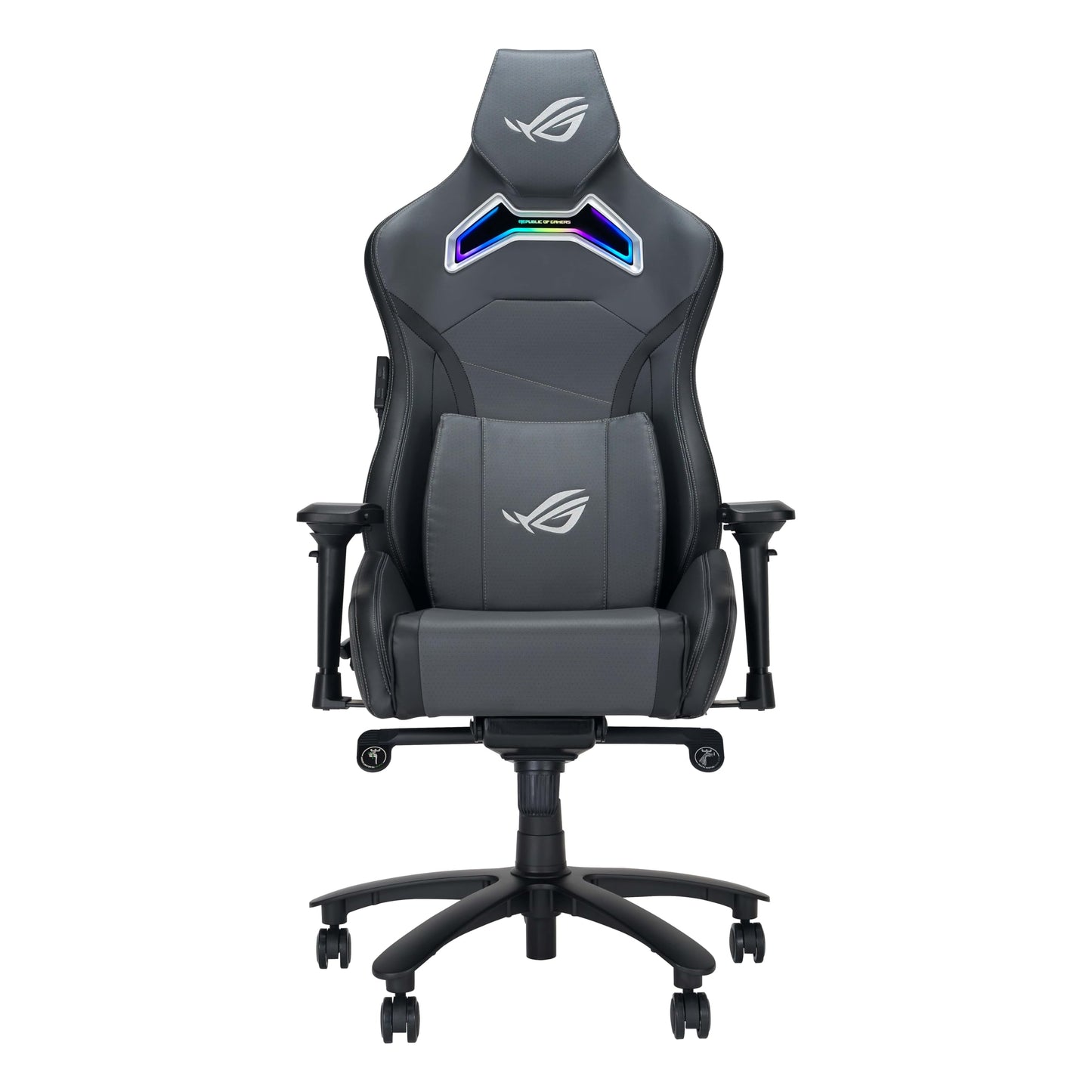 ASUS ROG Chariot X Gaming-Stuhl (Aura RGB Beleuchtung, 4D-Armlehnen, Memory-Foam, Premium-PU-Leder, One-Touch-Controller) grau