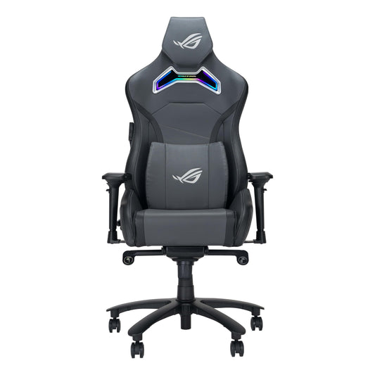 ASUS ROG Chariot X Gaming-Stuhl (Aura RGB Beleuchtung, 4D-Armlehnen, Memory-Foam, Premium-PU-Leder, One-Touch-Controller) grau