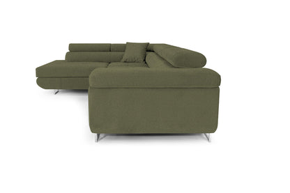 Ecksofa mit Schlaffunktion PASTI L-Form, Sofa Couch mit Bettkasten, 3-Sitzer Eckcouch, Schlafsofa für Wohnzimmer, Big Sofa Couch mit Schlaffunktion (Bouclé Limegrün, Ottomane Links)