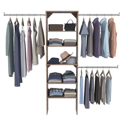 ClosetMaid SuiteSymphony Holzschrank Organizer Starter Kit mit Turm und 3 Hängestangen, Regalen, verstellbar, passend für Räume 1,5-3,0 m. Breite, Naturgrau, 63,5 cm