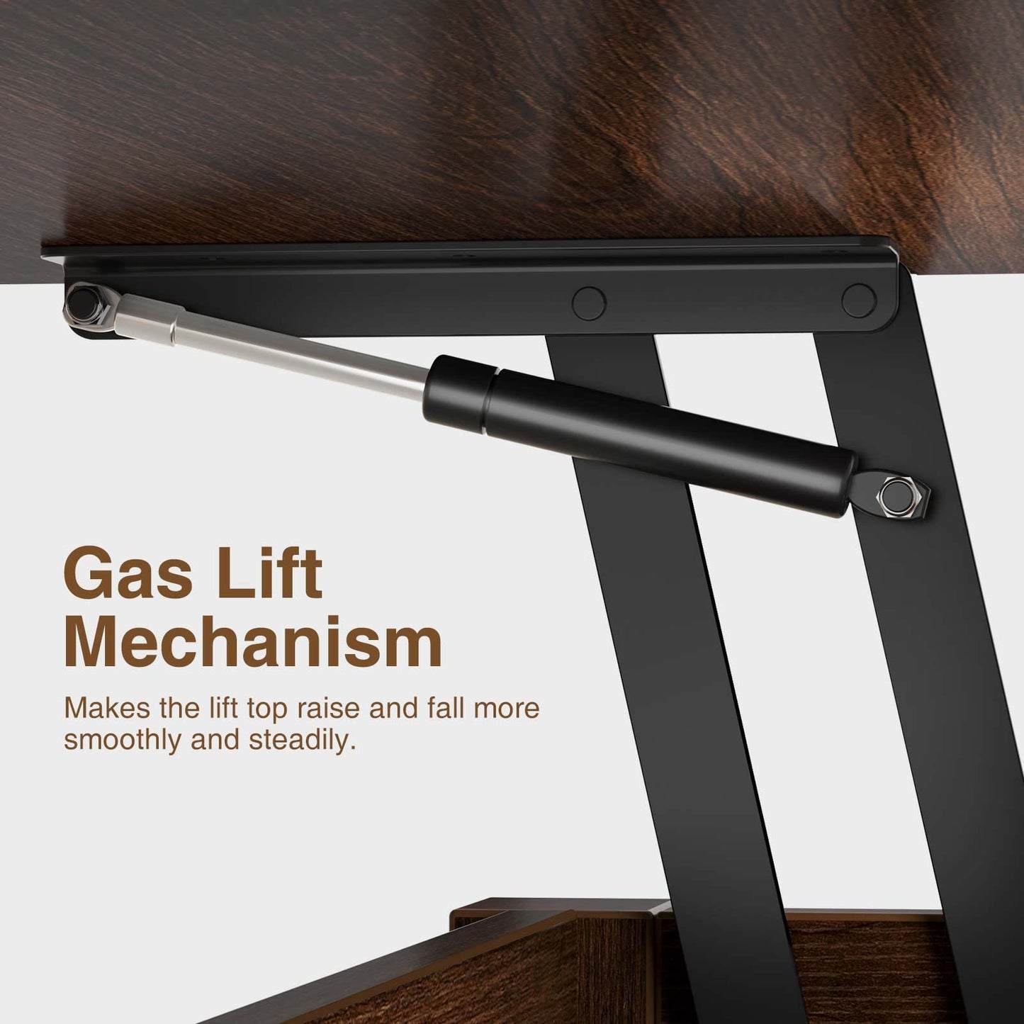 Rolanstar Couchtisch mit Hebeplatte, multifunktionaler wandelbarer Couchtisch mit Schubladen und verstecktem Fach, verwandelt sich in einen Esstisch für Wohnzimmer, Heimbüro, Espresso