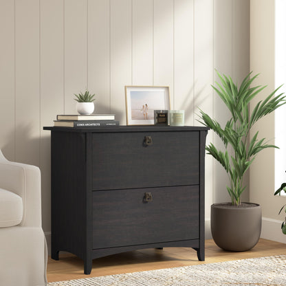 Bush Furniture Salinas Aktenschrank mit 2 Schubladen, seitlicher Aktenschrank in Vintage-Schwarz, Aufbewahrungslösung, Organizer mit Schubladen für den Arbeitsplatz, Akteneinheit