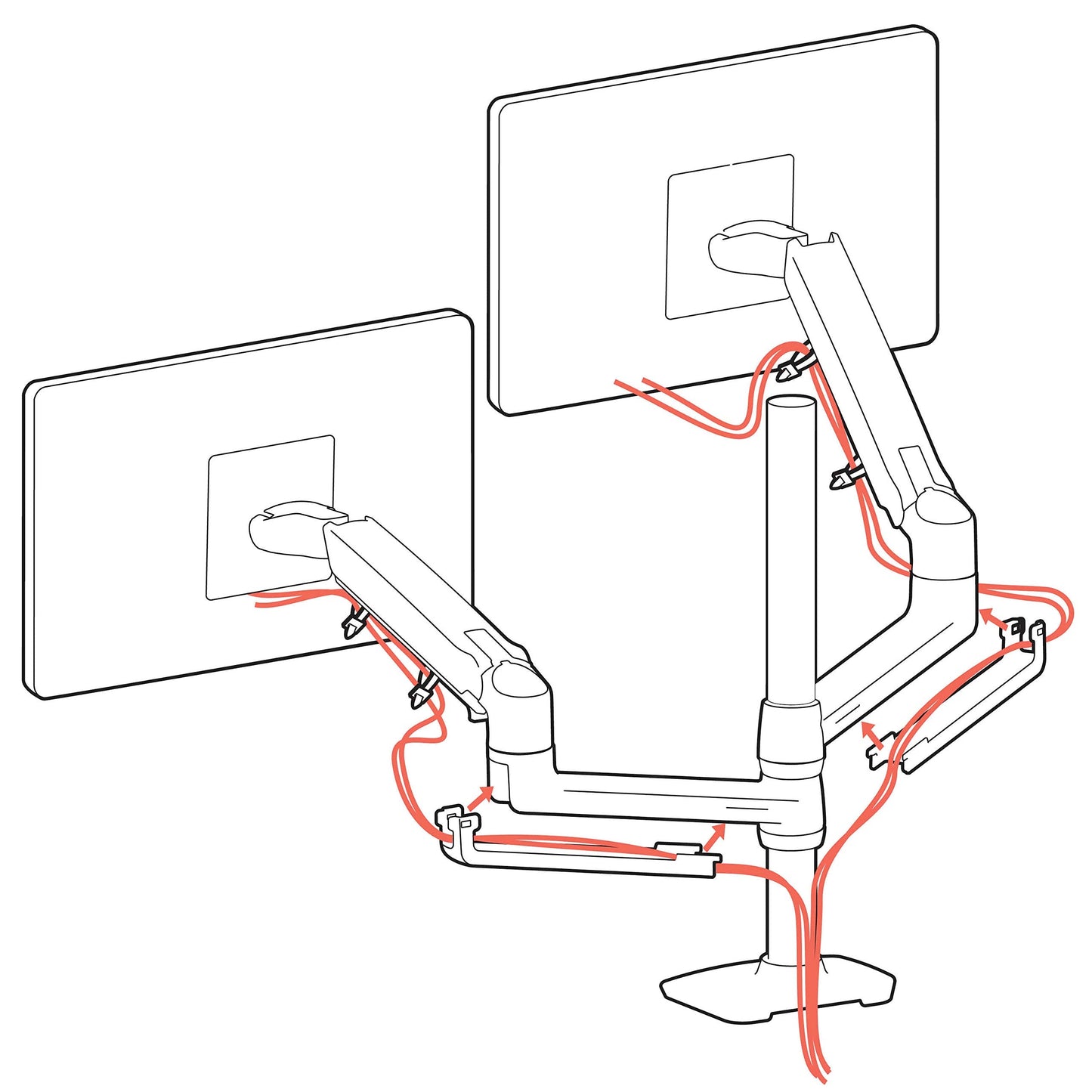 LX Dual Monitor Arm in Aluminium - Monitor Tischhalterung mit patentierter CF-Technologie für 2 Bildschirme bis 40 Zoll, 33cm Höhenverstellung, VESA Standard und 10 Jahre Garantie