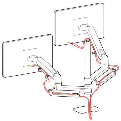 LX Dual Monitor Arm in Aluminium - Monitor Tischhalterung mit patentierter CF-Technologie für 2 Bildschirme bis 40 Zoll, 33cm Höhenverstellung, VESA Standard und 10 Jahre Garantie