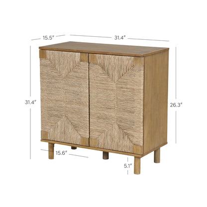 NATHAN JAMES Beacon Accent Sideboard, Aufbewahrungsschrank aus hellem Holz, mit Verstellbarer Innenablage und Seegras-Türen, für Flur, Eingangsbereich oder Esszimmer, Hellbraun