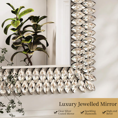 Kelly Miller Großer Spiegel für Wanddekoration, 71,1 x 101,6 cm, luxuriöser funkelnder Diamantspiegel, abgeschrägt, moderne Wanddekoration für Badezimmer, Wohnzimmer, Schlafzimmer, Flur,