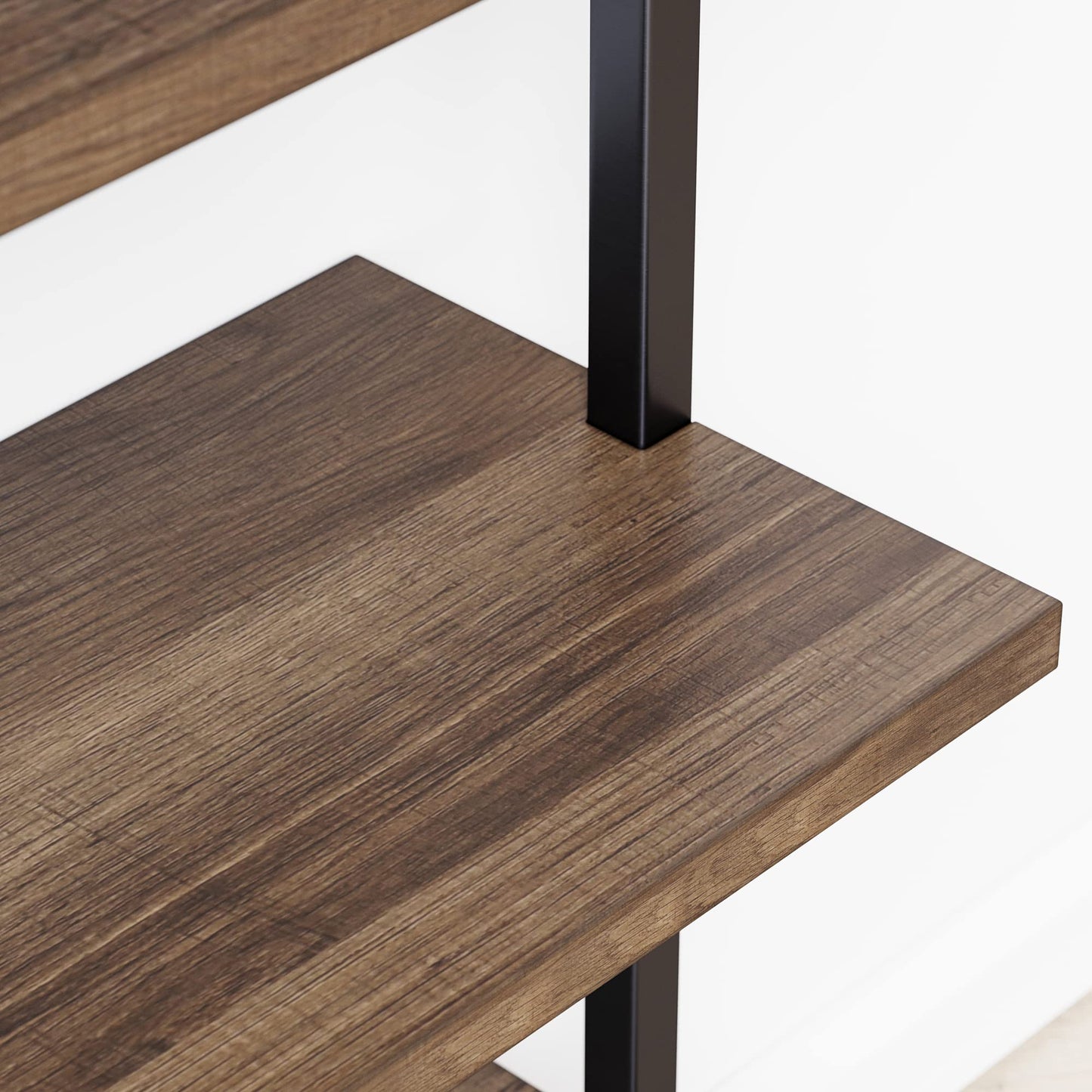 Nathan James Theo Bücherregal mit 6 Regalböden, Wandmontage, Bücherregal mit Altholz und industriellem Metallrahmen, Eiche/Schwarz