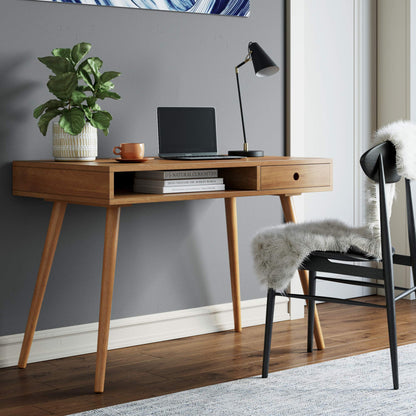Nathan James Parker Modern Home Office Schreib- oder Laptop-Schreibtisch mit offenem Stauraum und Kleiner Schublade, Walnuss