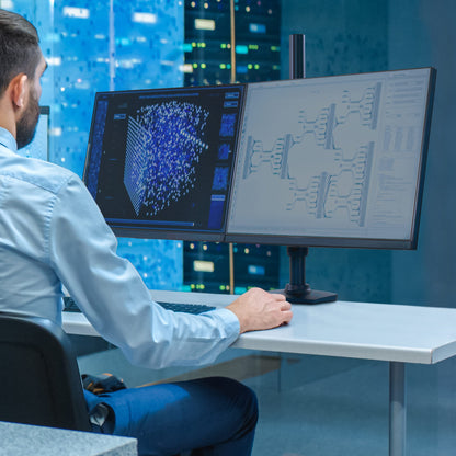 Ergotron Dual Monitor Arm - Monitor Tischhalterung mit patentierter CF-Technologie für 2 Bildschirme bis 40 Zoll, 33cm Höhenverstellung, VESA Standard und 10 Jahre Garantie schwarz 45-509-224