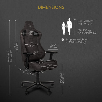 noblechairs Epic TX Gaming Stuhl, Bürostuhl, Schreibtischstuhl, Atmungsaktives Textilgewebe, Kopf- und Lendenstütze, Entwickelt für Nutzer bis 120 kg, (Anthrazit, Textilgewebe)