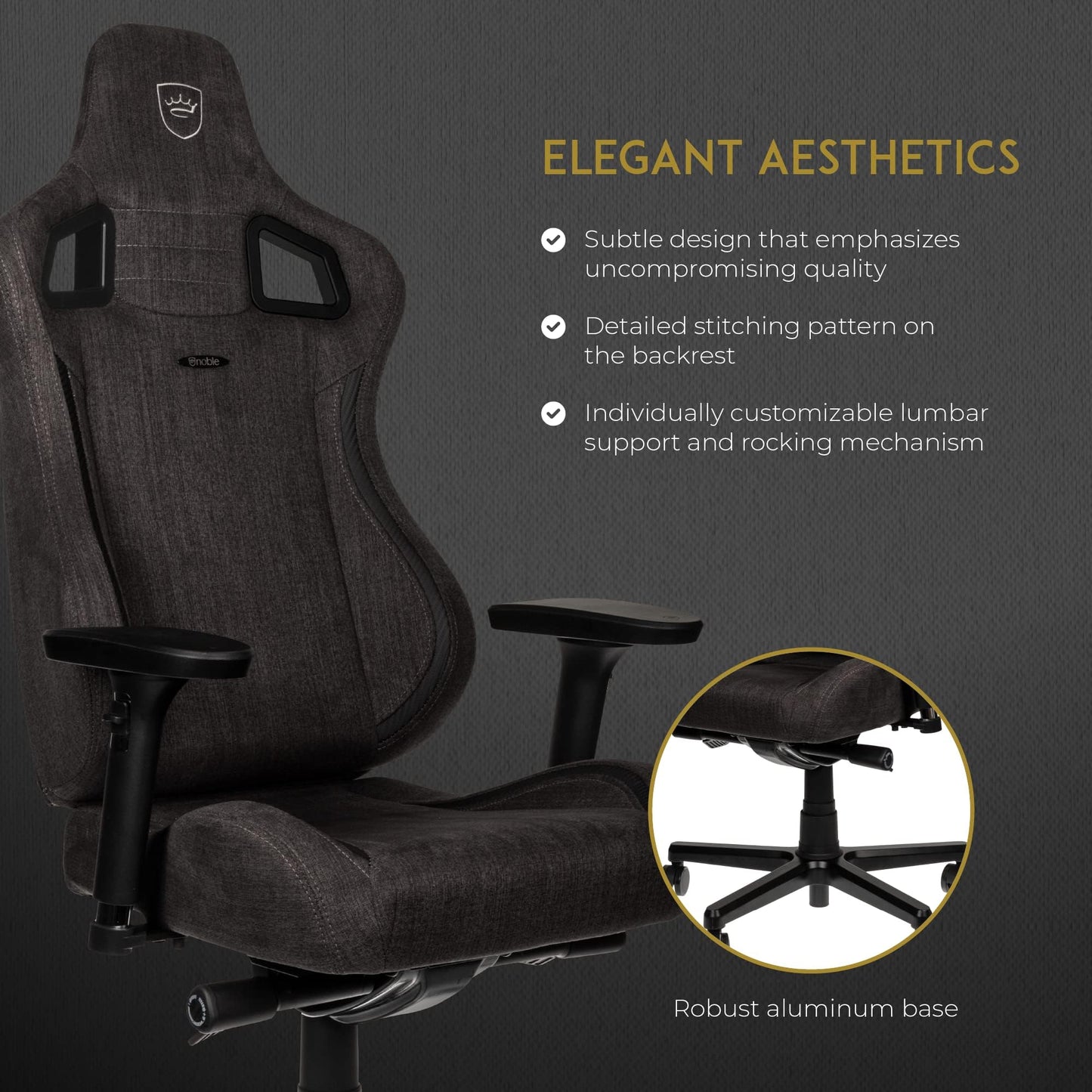 noblechairs Epic TX Gaming Stuhl, Bürostuhl, Schreibtischstuhl, Atmungsaktives Textilgewebe, Kopf- und Lendenstütze, Entwickelt für Nutzer bis 120 kg, (Anthrazit, Textilgewebe)
