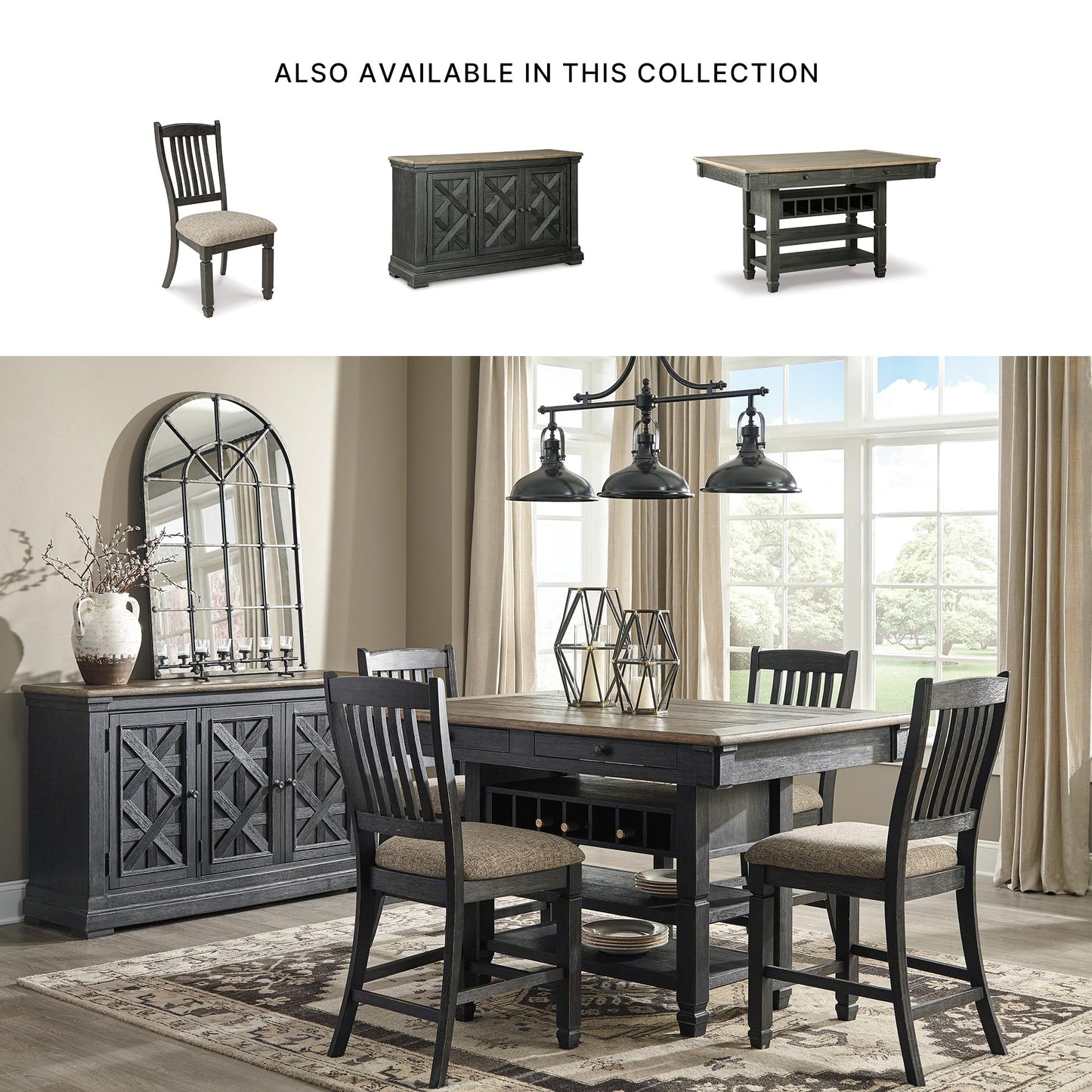 Ashley Furniture Signature Design by Ashley Tyler Creek Barhocker, Möbel mit Zählen, Schwarz / Grau