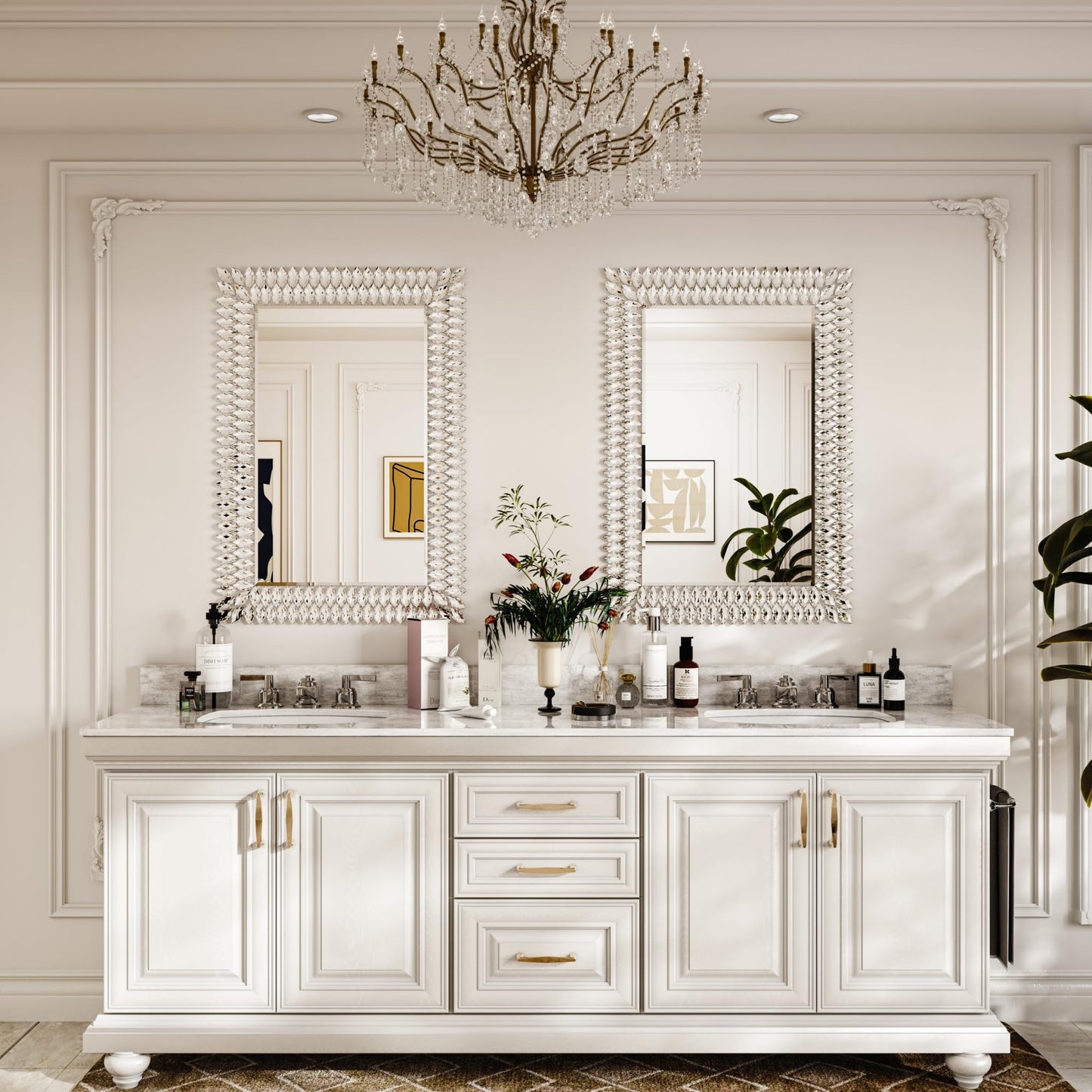 Kelly Miller Großer Spiegel für Wanddekoration, 71,1 x 101,6 cm, luxuriöser funkelnder Diamantspiegel, abgeschrägt, moderne Wanddekoration für Badezimmer, Wohnzimmer, Schlafzimmer, Flur,