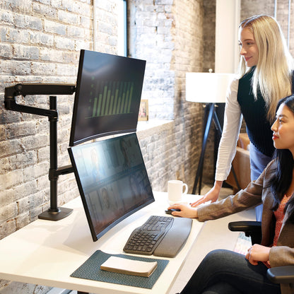 Ergotron Dual Monitor Arm - Monitor Tischhalterung mit patentierter CF-Technologie für 2 Bildschirme bis 40 Zoll, 33cm Höhenverstellung, VESA Standard und 10 Jahre Garantie schwarz 45-509-224